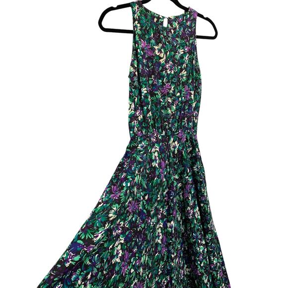 Medium E.D. Michaels Floral Maxi Dress 1980s Vintage Pockets - Picture 2 of 8